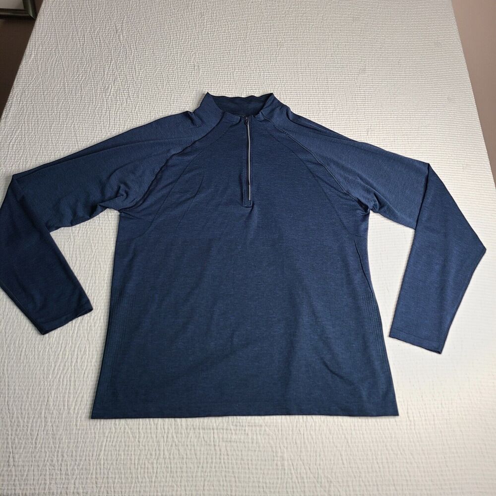 Lululemon XXL Metal Vent Long Slv ¼ Zip Blue Running Shirt Tennis Pickleball Gym